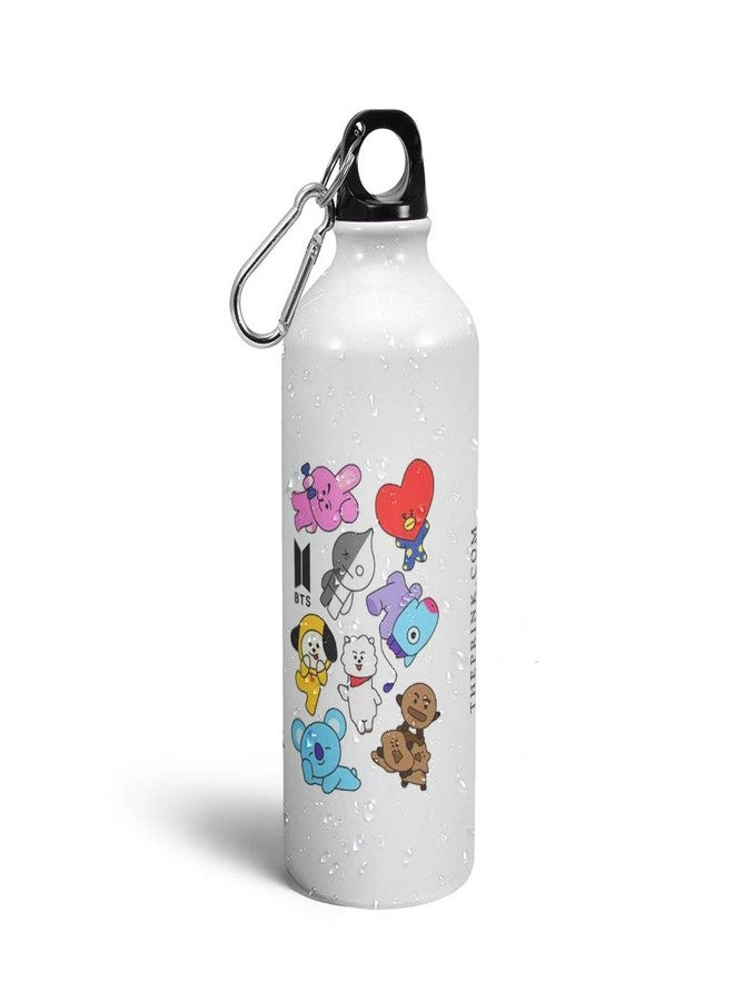 Prink Aluminum Water Bottle (White, 600 ml) Set of 1 - Image 1